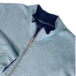 Tommy Bahama Mens MEDIUM Light Blue Quarter Zip Pullover Sweatshirt  Pineapple